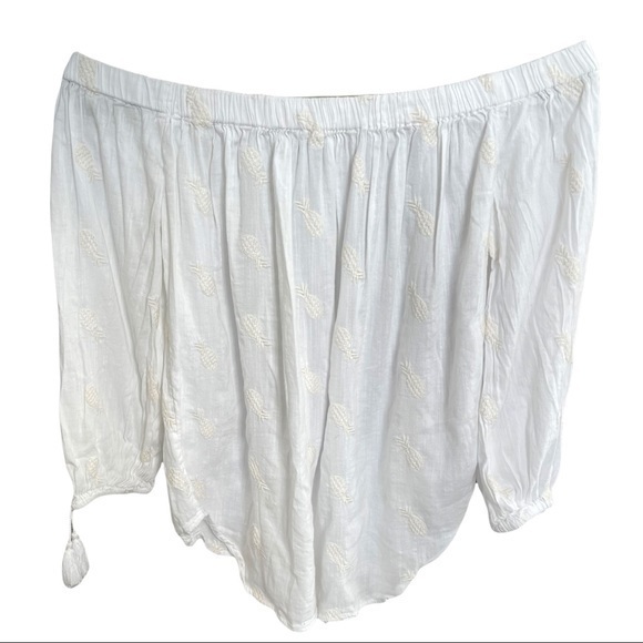 Cold Shoulder Raised Pineapple Boho shirt - Picture 5 of 7